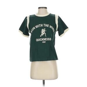 NWOT Quickness Run With The Wind 1990 Green White Ring T Shirt